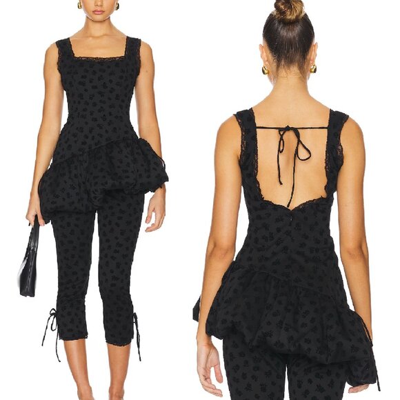 NEW FOR LOVE AND LEMONS CLAIRA ASYMMETRICAL MIDNIGHT BLK TOP WITH BUBBLE HEM S - Picture 2 of 8